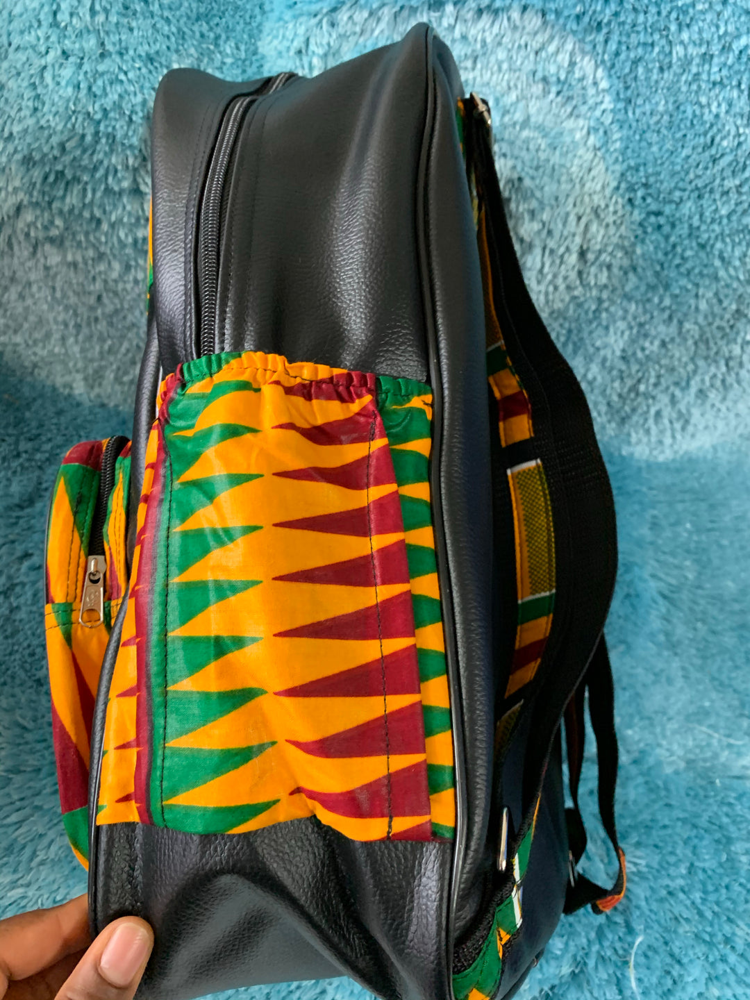 Authentic Kente Print and Leather backpack Authentic Kente Print and Leather backpack