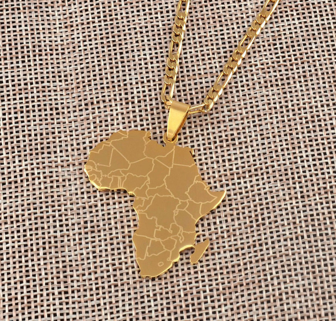Unisex African map necklace