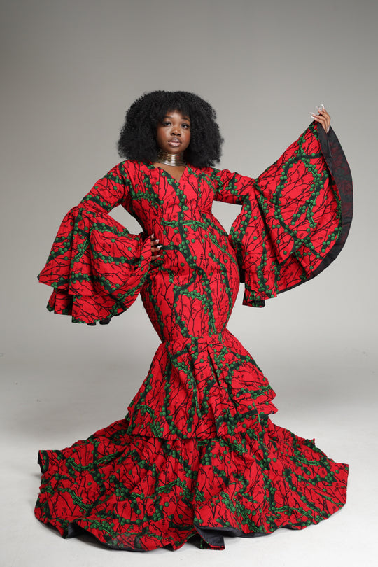 African print mermaid dress, African print prom/wedding dress.