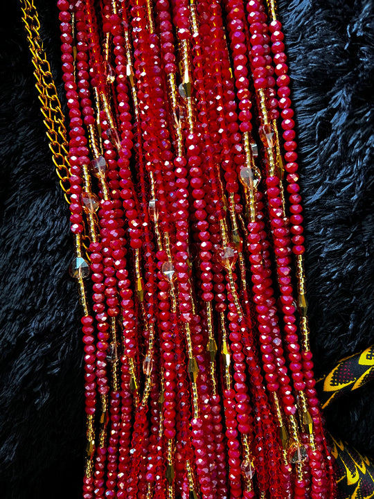 Red crystal waist beads.💎