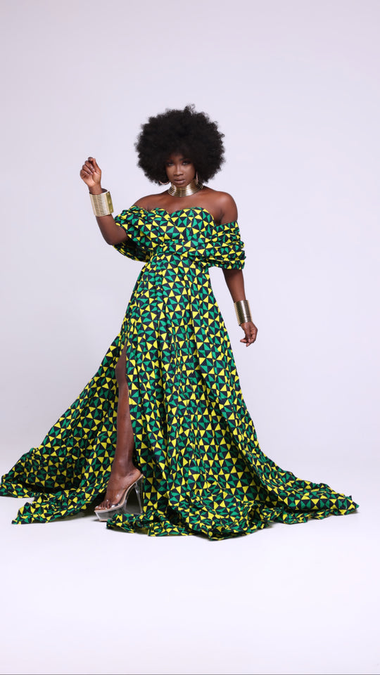 African print maxi ball gown for wedding/prom.
