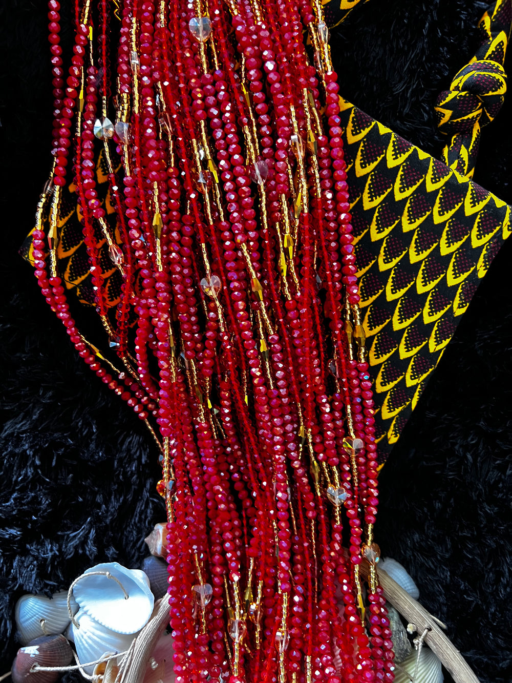 Red crystal waist beads.💎