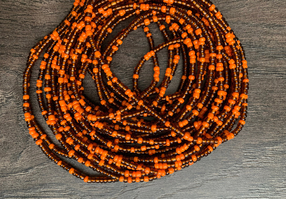 Orange 🍊 and brown🤎 waist beads.